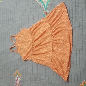 Cat & Jack Girls tank dress, XS (4/5), light orange with white polka dots